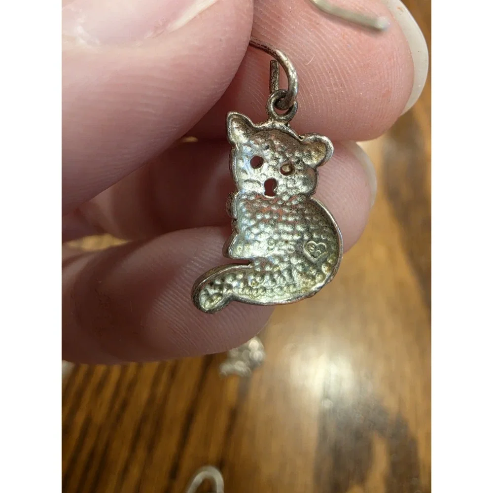 Beau 925 Sterling Silver‎ Vintage Cat Pin Brooch With Sterling Earrings